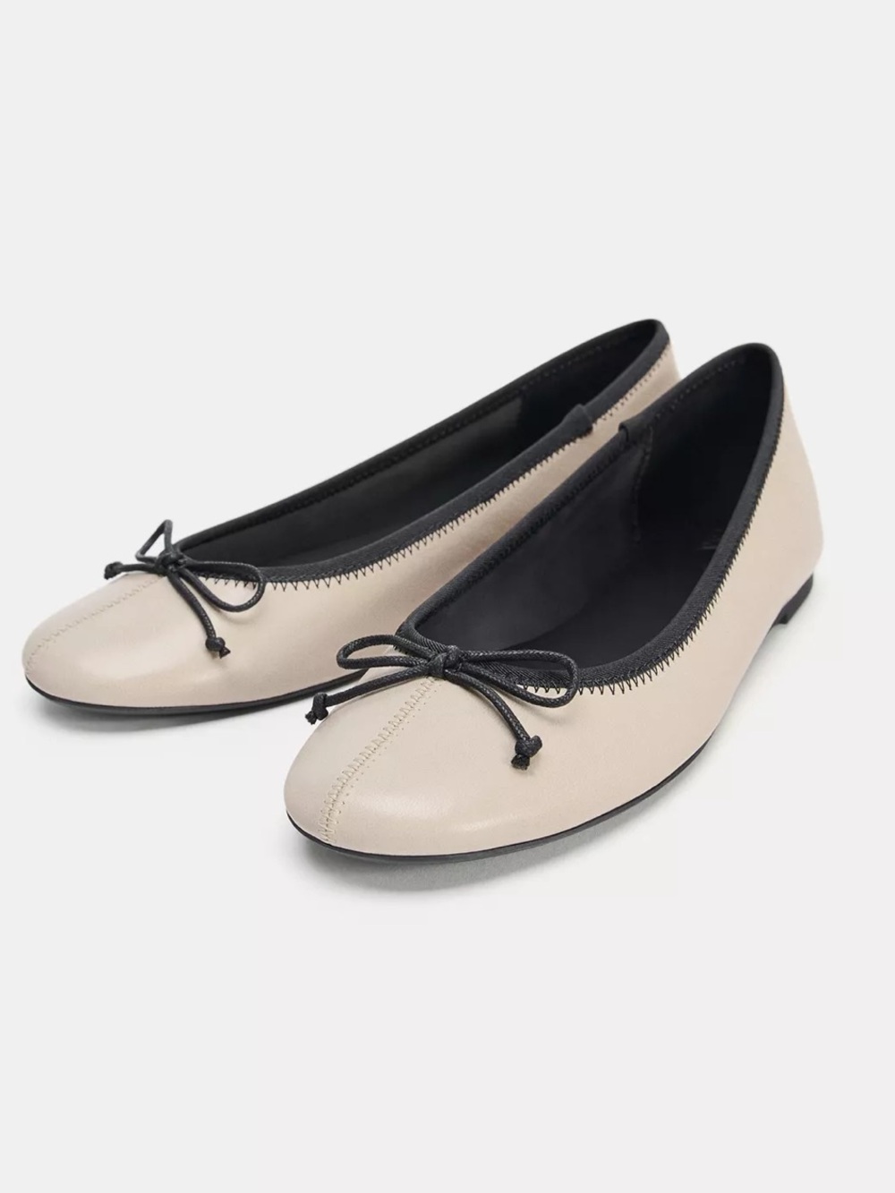 ZARA CONTRAST LEATHER BALLET FLATS